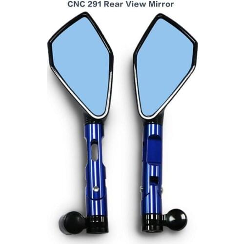Pair Motorcycle Blue Rear View Mirror 6061 T6 Aluminum Bike Scooter Side Mirror Durable Motorbike Accessories
