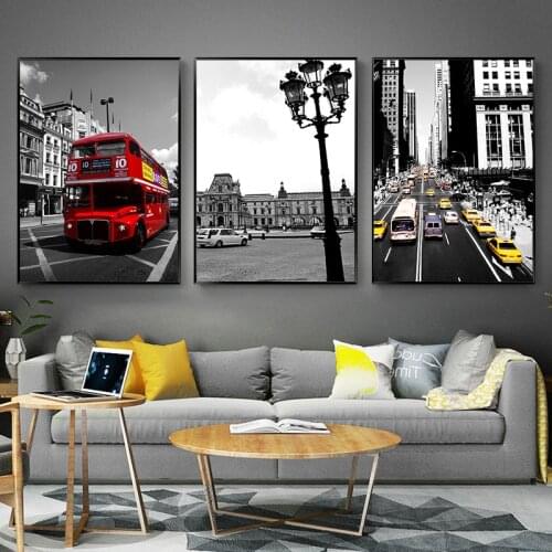 Nordic Black White Canvas Painting Modern World City Landscape Paris London New York Poster Prints Wall Art Pictures Home Decor