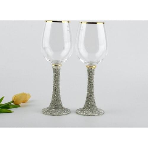 Grape Wine Glass Crystalline Luxury Wedding Party Toasting Glasses Goblet Crystal Rhinestones Design Home Glass Drinkware
