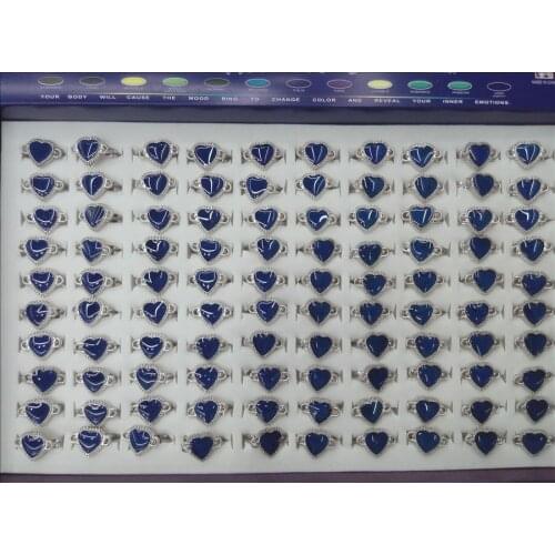 Glass hearts sweet love mood ring fashion vintage mood emotion color adjustable