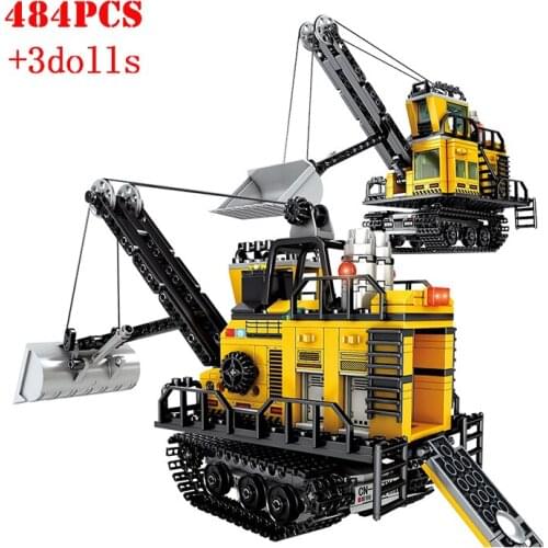 City Engineering Mining Machinery Forklift Building Blocks Excavator Truck Car Technical Bricks Children Educational Toys Gifts