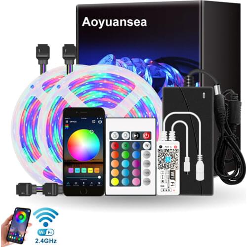 10M LED Lights Strips Magic Home APP Remote WiFi 5M Work with Alexa RGB 5050 Stripe Ribbon Tape for Bedroom Wall Decoration 220V