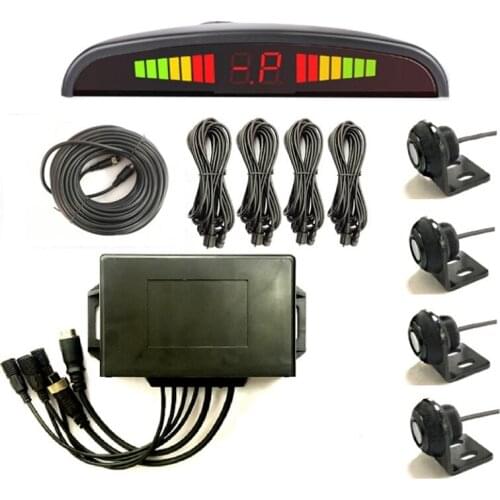 Ultrasonic Alarm Led Display Radar Detector Long Range Detection 4 Probes Rear Blind Zone Truck Bus Parking Sensor System