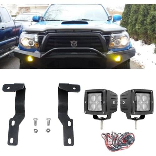 Universal Car 2PCS 20W 4 Inch 4D LED Work Light Bar with Ditch Hood Light Brackets for Toyota Tacoma 2005-2015 with Free Wire