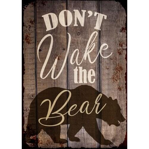 Losea Don't Wake The Bear Retro Vintage Tin Bar Sign Country Home Decor 16x12 Inches