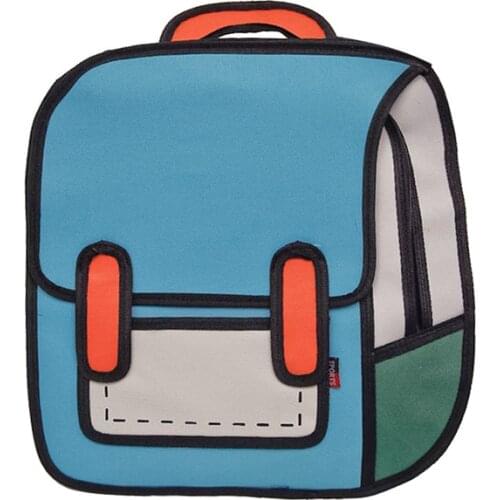 WEIXIER Women 2D Drawing Backpack 3D Jump Style Cartoon School Bag for Teenage Girls Boys Bagpack mochila feminina mujer LL-88