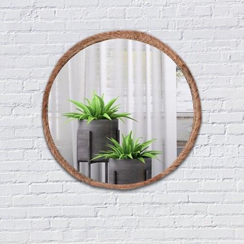 Art Deco Mirror Living Room Round Wall Rattan Makeup Mirror Dressing Table Decorated With Living Room Wall Corridor