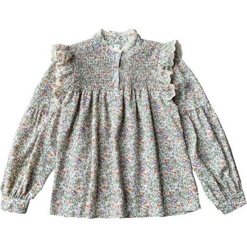 Elegant Print Blouse Women Spring Fall 2021 New Fashion Ruffles Vintage Print Casual Tops Full Sleeve Modern Lady Chiffon Shirts