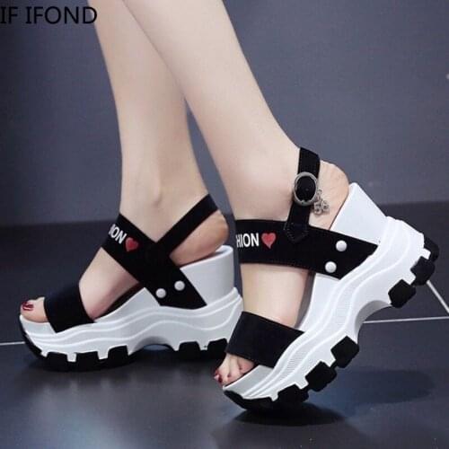 IF IFOND 2021 NEW Summer High Qualit Shoes For Woman Cute Wedge Sandals Women Peep Toe High Heels Platform Sandals Ladies