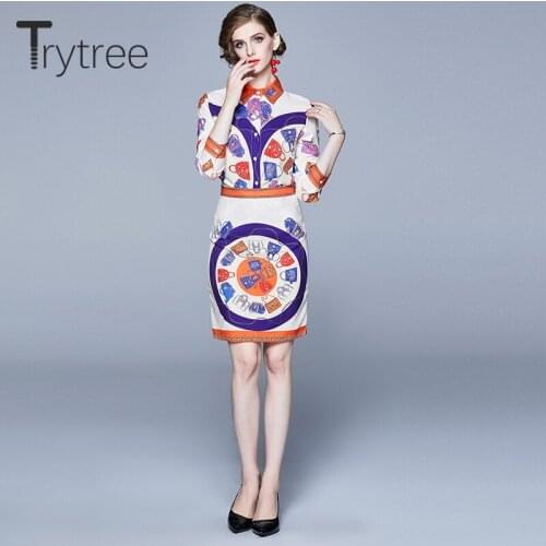Trytree 2020 Autumn Women Two Piece Set Casual Turn-down Collar Single Breasted Tops + Skirt Zipper Mini Office Lady 2 Piece Set