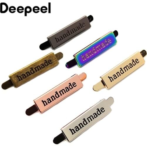 10/30/50pcs Deepeel 10x35mm Handmade Metal Bag Labels Tag Handcraft Decorative Buckles for Purse DIY Hardware Sewing Accessories