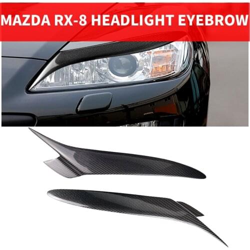 2PCS Car Styling Real Carbon Fiber Headlight Eyebrow Eyelids For Mazda RX8 RX-8 Trim Cover Sticker 2004-2008 Accessory Parts