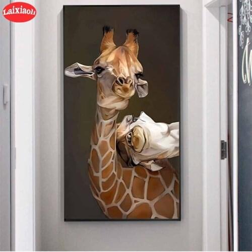 5d photo Round Diamond PaintingModern art, giraffe, Full Drill Square Mosaic Home Decor Handmade Embroidery Gift