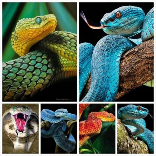 LZAIQIZG Full Diamond Painting Animal Diamond Embroidery Sale Cobra Viper Snake Pictures Of Rhinestones Full Mosaic Home Decor