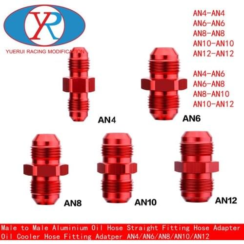 Car modificatMale to Male Aluminium Oil Hose Straight Fitting Hose Adapter Oil Cooler Hose Fitting Adatper AN4/AN6/AN8/AN10/AN12