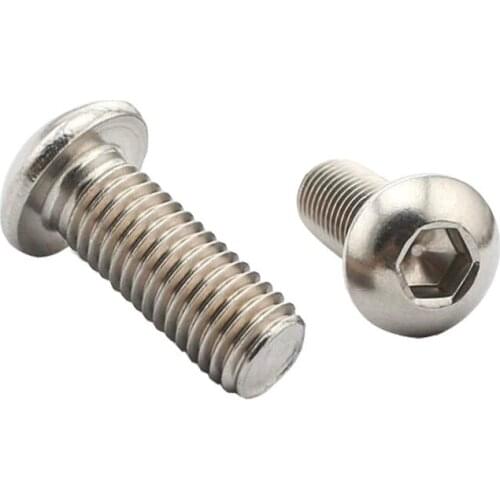 2PCS-M10*16/20/25 1PCS-M10*30/35/40/45...100 DIN7380 304 Stainless Steel Cup Round Head Hex Socket Bolts Screws
