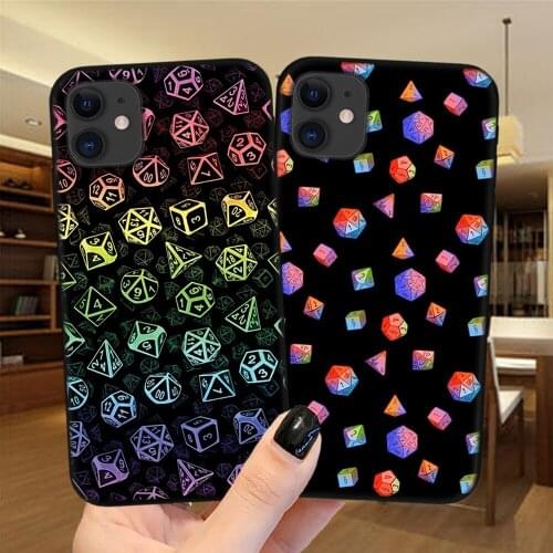 Rainbow Dice Set Pattern Phone Case For iPhone 11 12 Pro Max XS X XR 6 6S 7 8 Plus 5S SE 2020 12Mini Soft Silicone Black Cover