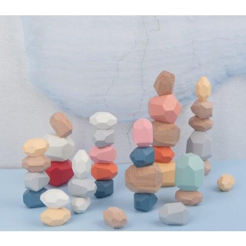 Wooden Colored Stone Jenga Kids Building Blocks Funny Educational Toys Baby Play Games Wood Toy Childrens Birthday Gift