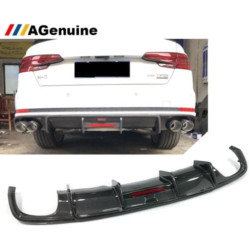 Flash LED Lights type KB carbon fiber car rear bumper lip diffuser for Audi A4 S4 Sline B9 2016