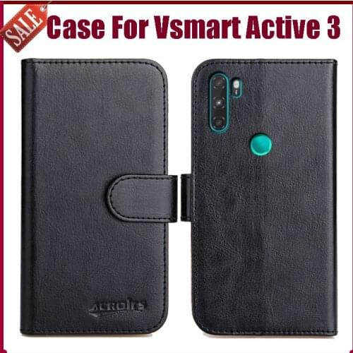 Hot! Vsmart Active 3 Case 6.39" High Quality 6 Colors Flip Soft Leather Phone Wallet Cover For Vsmart Active 3 Case Card Slots