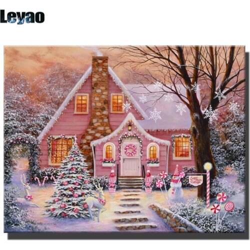 5D DIY Diamond Embroidery christmas lights house snow snowman tree Diamond Painting Christmas Gift navidad Children Room Decor