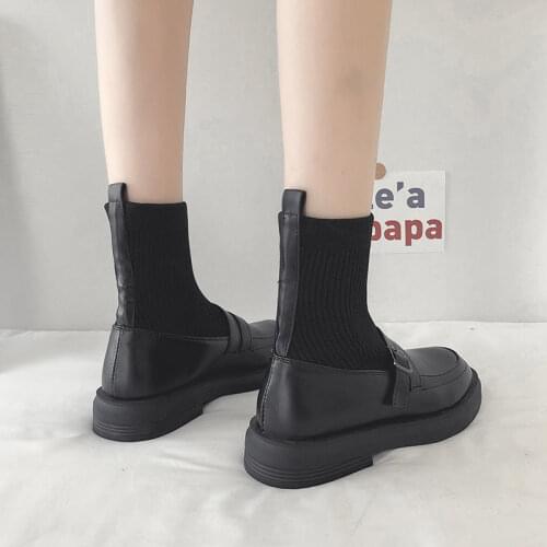 Korean retro Harajuku style small leather shoes Womens 2020 spring round head thick bottom increased loafers