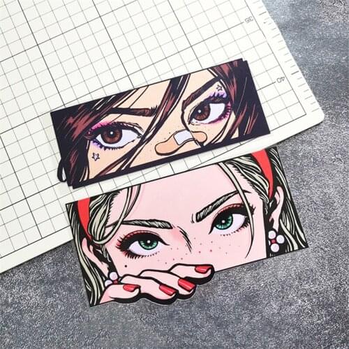 Cute Anime Girl Eye Make Up Hurt Car Stickers Cartoon Motorcycle Body Tank Decal Reflective