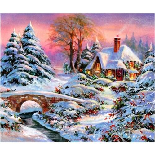 Counted Cross Stitch Kits Needlework - Crafts 14 ct Aida DMC Color DIY Arts Handmade Home Decor - A Cottage 2