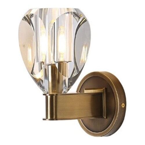 Light luxury led crystal wall lamp bedroom bedside lamp wall hanging lamp indoor full copper nordic simple living room wall lamp