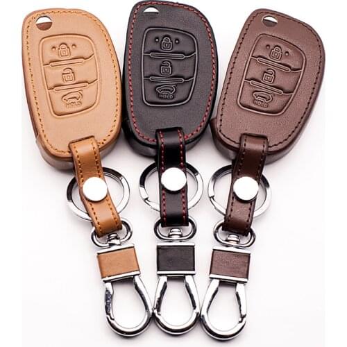 New ! genuine leather car key cover for Hyundai TUCSON Solaris 8 IX35 Santa Fe,3 Button fold key starline a91 starline a93