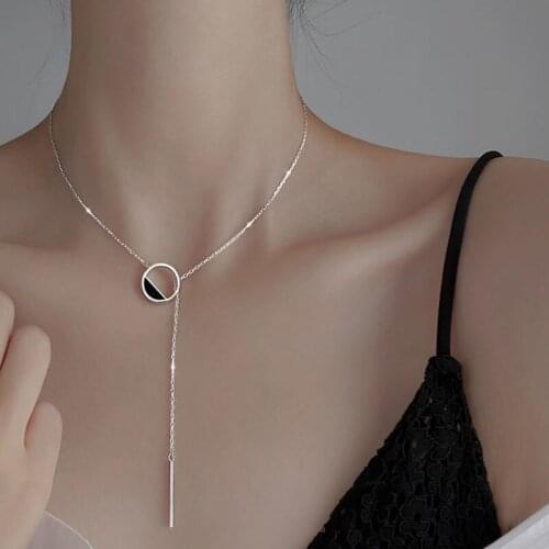 NEW 925 Sterling Silver Necklace Shiny Exquisite Round Rectangle Choker Birthday Gift For Women Fashion Wedding Party Jewelry