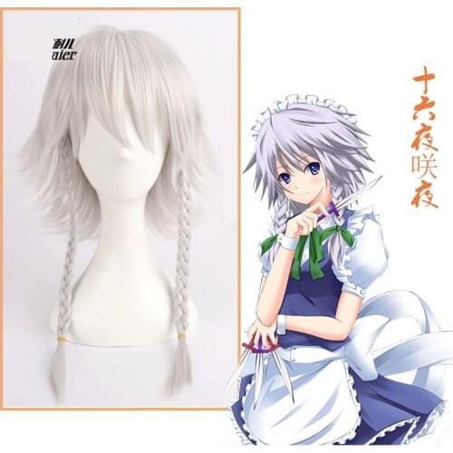 Anime TouHou Project Izayoi Sakuya Cosplay Wig Silver grey Braided Wig Halloween Party
