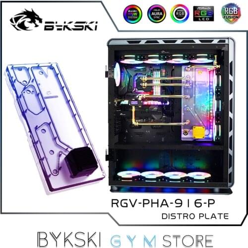 Bykski Distro Plate For Phanteks PH-ES916E Case, 360+480 Radiator Water Cooling Loop Solution, 12V/5V RGB SYNC, RGV-PHA-916-P