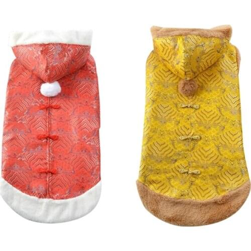 Dog Tang Costume with Royal Pattern Pet Winter Coat Happy New Year Qipao Costume