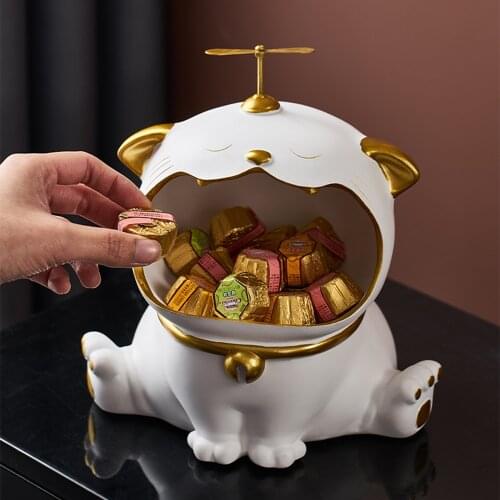 Morden Home Decor Cool Cat Figurine for Interior Big Mouth Cat Storage Box Gifts Maison Decor Resin Animal Art Model Accessories