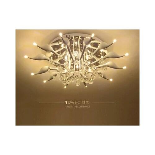LED 110-220V swan 12 light ceiling lamps Crystal Chrome Metal Flush Mount Size:85*85*32cm ceiling lights Including bulb