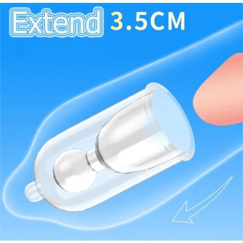 Extend 3.5CM Penis Sleeve Reuseable Condom Delay Ejaculation Sex Toys For Men Penis Ring Male Glans Sleeve Extender Enlargement