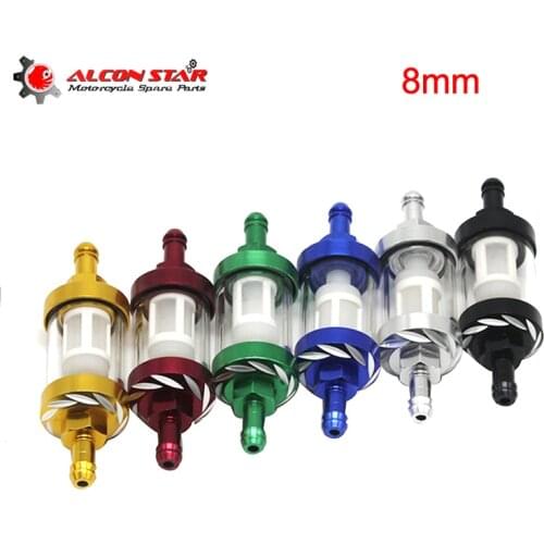 Alconstar- Universal 8mm CNC Petrol Gas Fuel Filter Motorcycle Accessories For Honda for Yamaha ATV Dirt Pit Bike Quad Mope