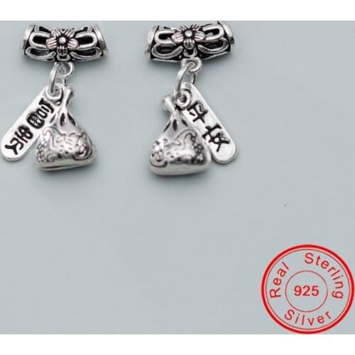 UQBing Vintage 925 Silver Money Bag Dangle Charms Beads Jewelry Making