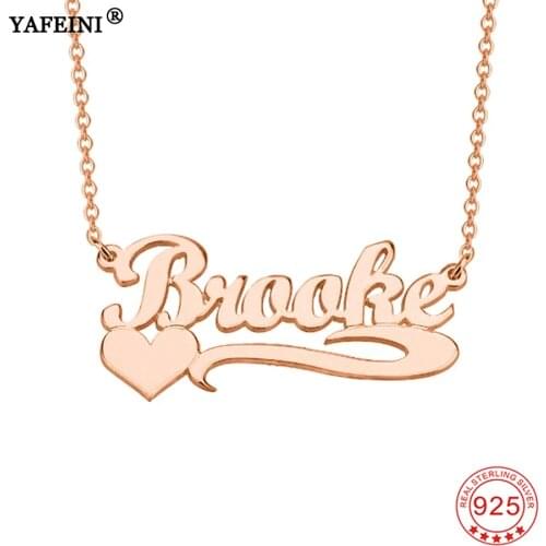 YAFEINI Personalized Name Necklace 925 Sterling Silver DIY Name Necklaces Pendants Silver Chain Name DIY Necklace Couples Gifts