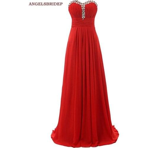 ANGELSBRIDEP Sweetheart Long Chiffon Evening Dresses Formal Vestidos De Festa Floor-Length Prom Party Gowns Hot