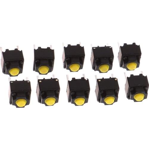 10pcs Mute Button 6*6*7.3mm Silent Switch Wireless Mouse Wired Mouse Button Micro Switch Yellow Push Button Switch