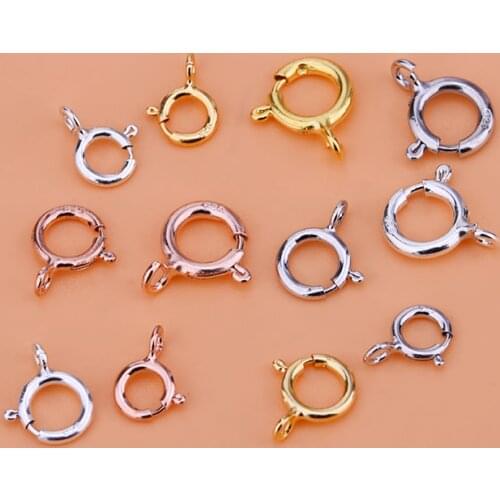 10pcs S925 sterling silver round buckle spring buckle, Pearl Buckle, Bracelet Necklace Connection QQ buckle connection buckle