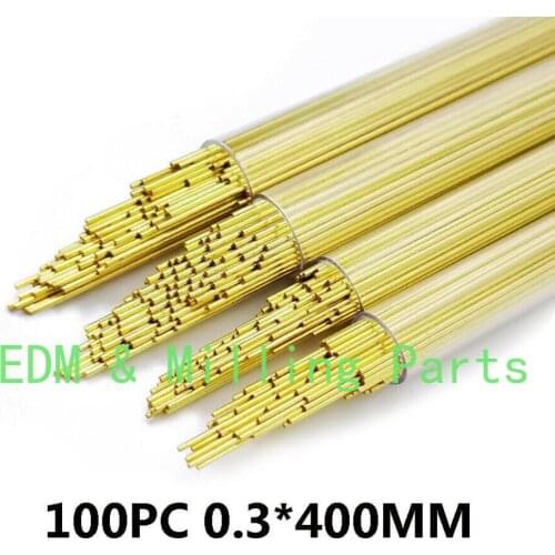 100PCS CNC EDM Drilling Machine Brass Electrode Single-Channel Tube 0.3MMX400MM For Drilling Machine Mill Part