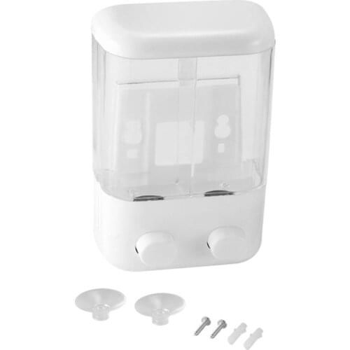 1000ml Bathroom Soap Dispenser Double Slot Wall Mounted Adhesive Shampoo Container Clear Liquid Lotion Storage