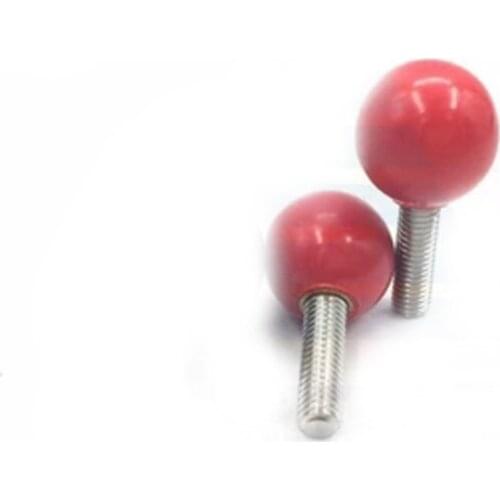 2Pcs M6 Stainless Steel spherical bakelite Round head 25mm OD Hand screws Small Knob handle screw bolt 10mm-60mm L Red