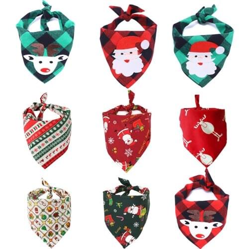 30pcs Christmas Pet Supplies Handmade Cotton Adjustable Dogs Cat Bandanas Scarf Bowties Pet Grooming Accessories