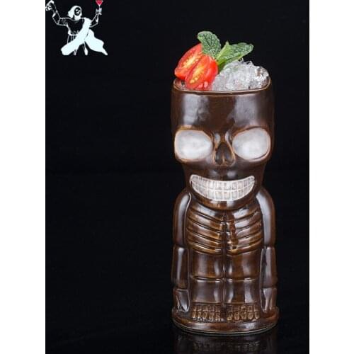 400ml Skull Doll Ceramic Tiki Mug Creative Porcelain Beer Wine Mug Cup Bar Tool Personality Special Cocktail Mugs