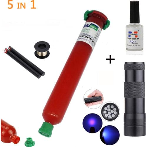 5 in1 TP-2500 LOCA UV glue liquid optical clear adhesive with import Glue Remover +UV curing light touch LCD screen phone repair