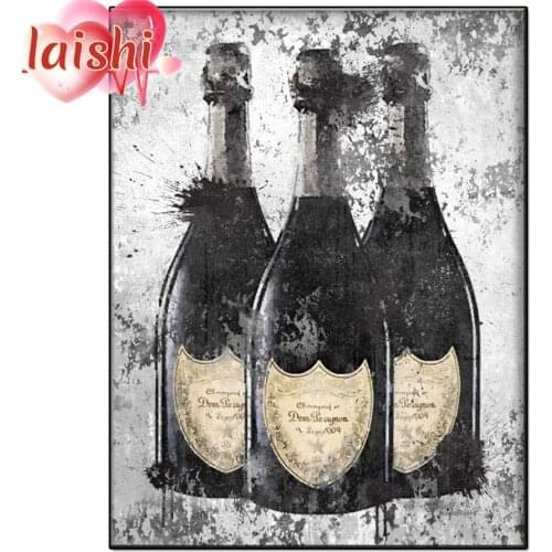 Champagne bottle diamond painting full diamond round diamond embroidery mosaic home decoration pattern handmade new year gift